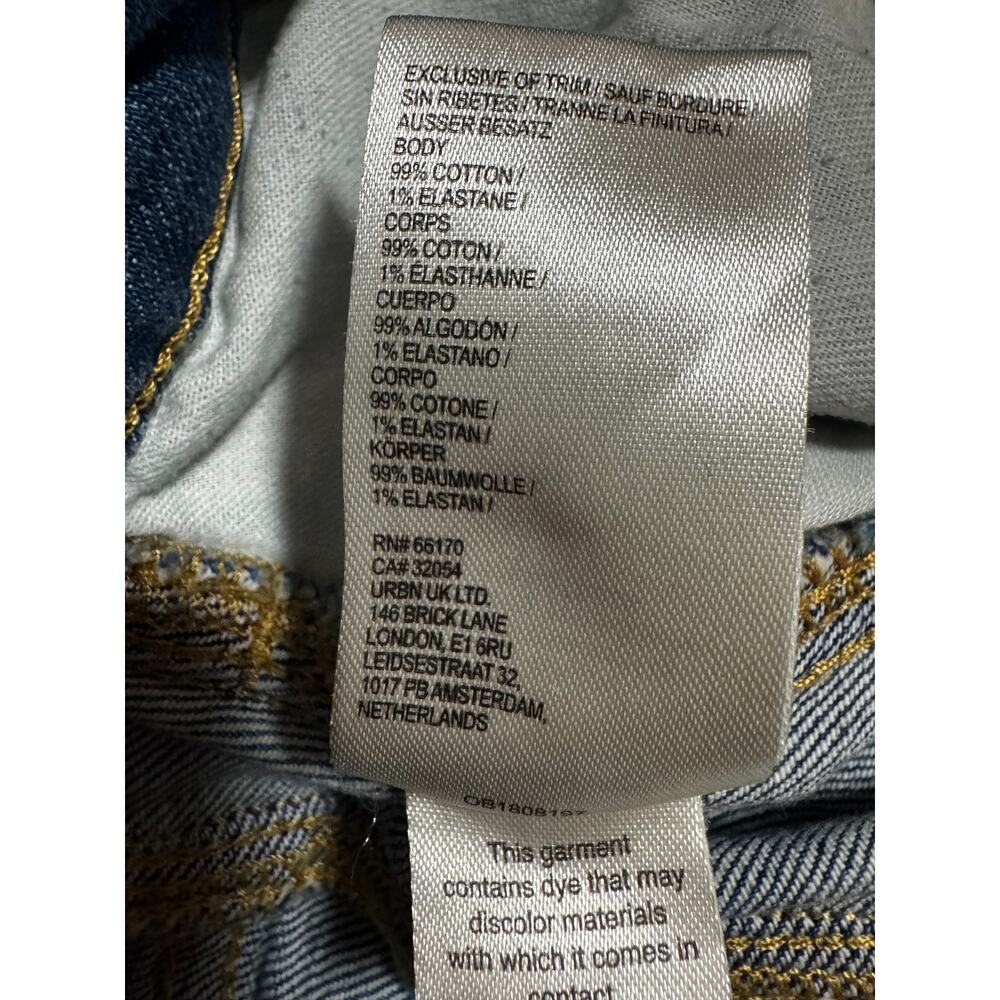 Pilcro Anthropologie Barrel Leg Jeans Size 25 Medium Blue Wash Curved Horseshoe - Picture 5 of 7